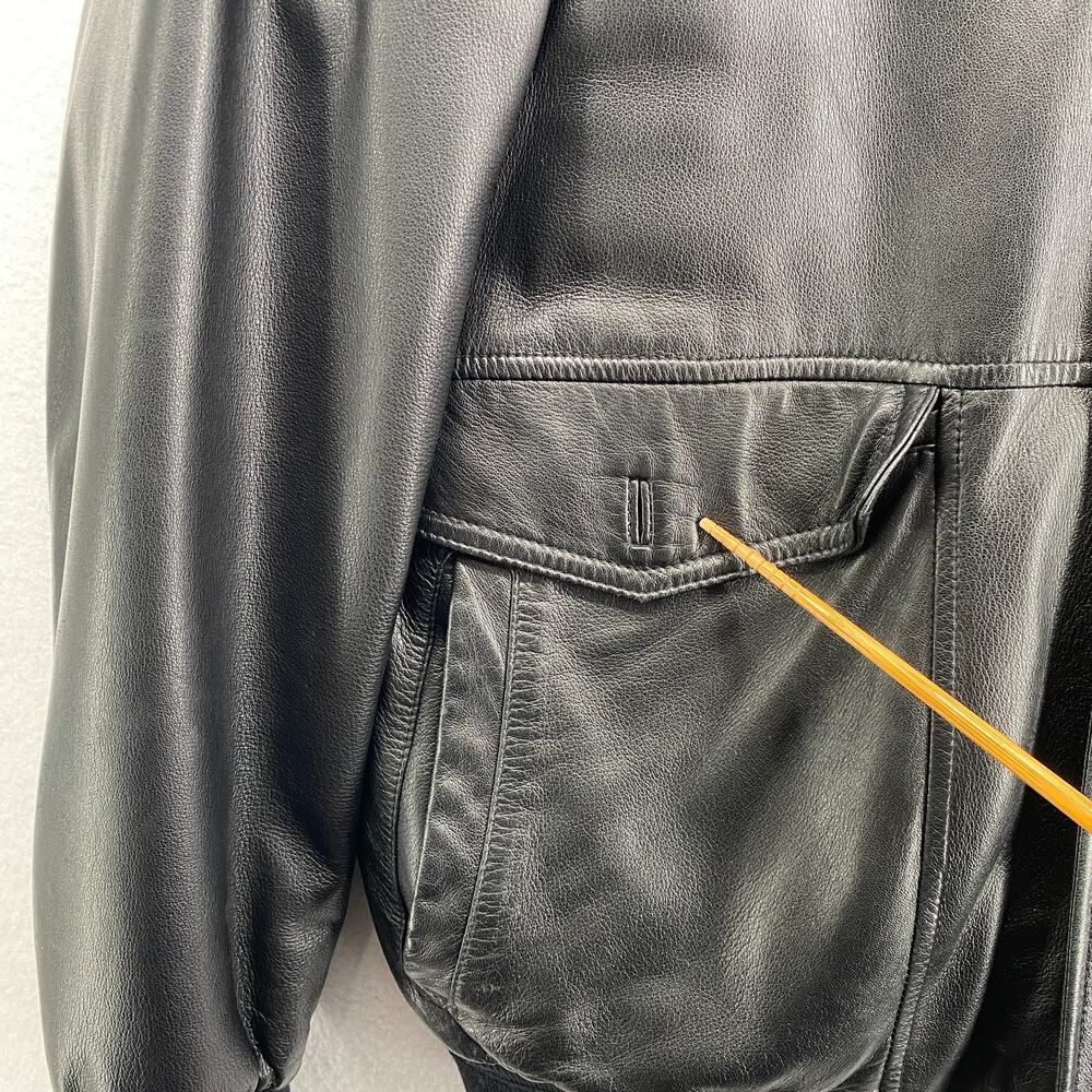 BROOKS BROTHERS Jacket Men XL Leather Motorcycle Bomber Quilted Super Soft Black - Picture 13 of 14